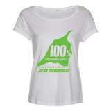 100% Vendelbo Jeg er taknemmelig! T-shirt med grønt tryk Damemodel