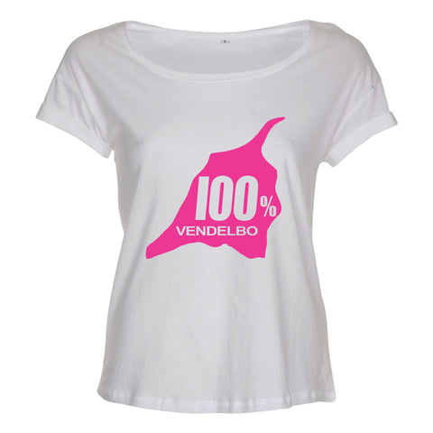 100% Vendelbo t-shirt pink tryk i 12 FARVER Damemodel