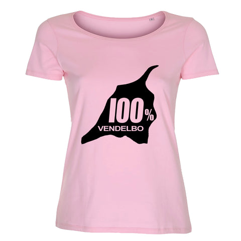 100% Vendelbo t-shirt sort tryk i 11 FARVER Damemodel