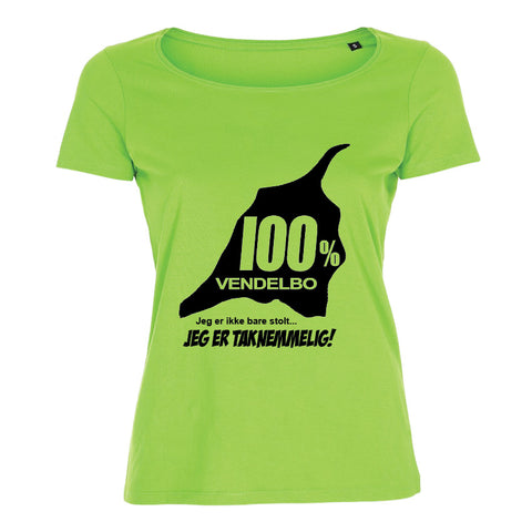 100% Vendelbo Jeg er taknemmelig!! T-shirt med sort tryk Damemodel