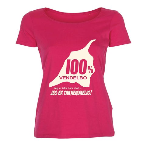 100% Vendelbo Jeg er taknemmelig! T-shirt med hvidt tryk Damemodel