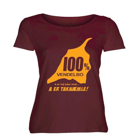 100% Vendelbo A er taknæmle!! T-shirt med orange tryk Damemodel