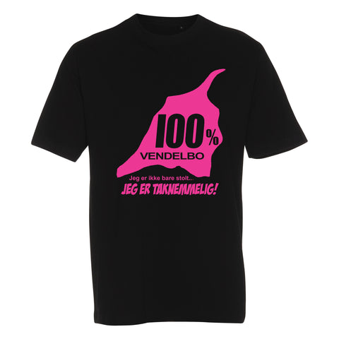100% Vendelbo Jeg er taknemmelig! T-shirt med pink tryk